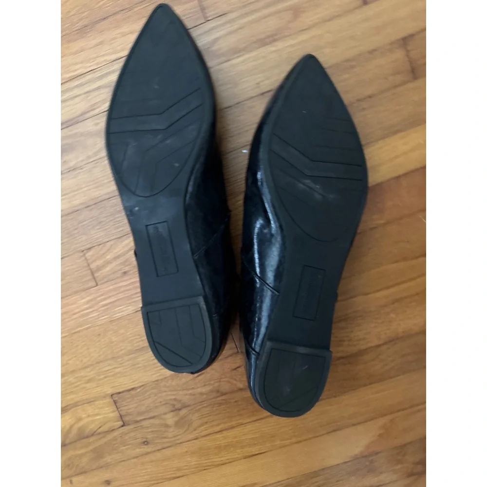 Christian Siriano for Payless Black Snakeskin Lace Up Pointed Toe Flats Shoes